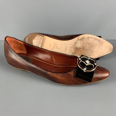 RENE CAOVILLA Size 8.5 Brown Velvet Embelished Flats