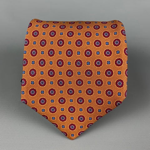 KITON Copper Burgundy Dots Silk Tie