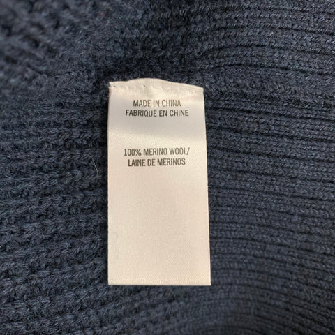 THEORY Size S Navy Waffle Knit Merino Wool Crew-Neck Pullover