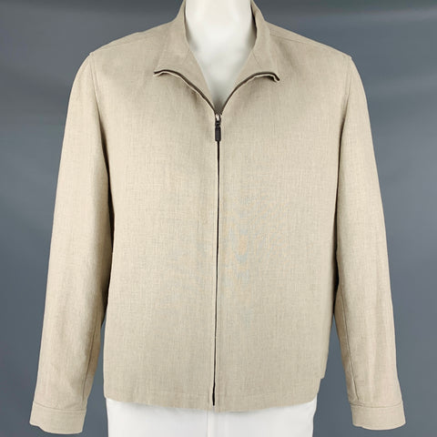 COLE HAAN COLLECTION Size XL Beige Linen Zip Up Jacket