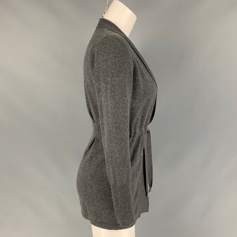 BRUNELLO CUCINELLI Cárdigan de punto de cachemira con cordón gris talla S