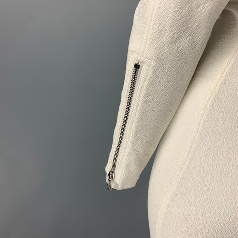 RICK OWENS Size 2 Off White Crepe Cotton Blend One-Sleeve Drape Diana Dress