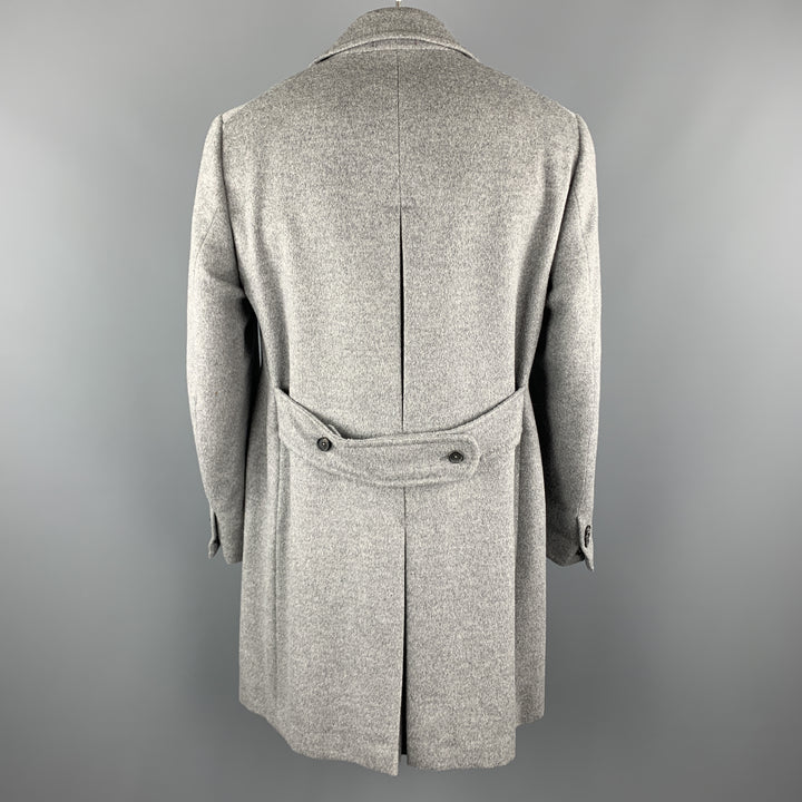 ISAIA Size 46 Gray Angora / Wool Double Breasted Long Peacoat
