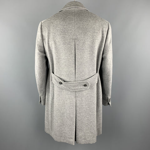 ISAIA Size 46 Gray Angora / Wool Double Breasted Long Peacoat