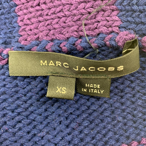MARC JACOBS Size XS Blue Purple Wool Cashmere Stripe Cardigan