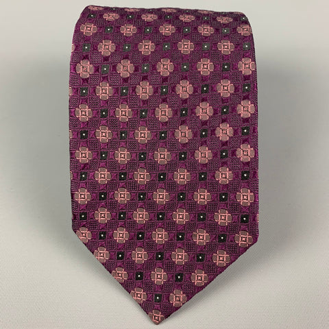 ETRO Purple Beige Dots Silk Tie