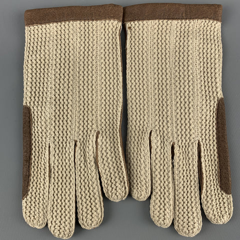 VINTAGE Tissé Taille 8,5 Gants en cuir taupe