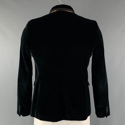 ETRO Size 12 Black Cotton Elastane Velvet Jacket