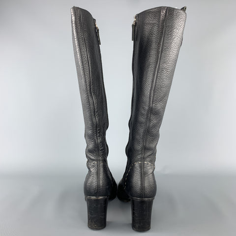 FENDI Talla 9 Botas hasta la rodilla SELLERIA con puntada superior texturizada marrón