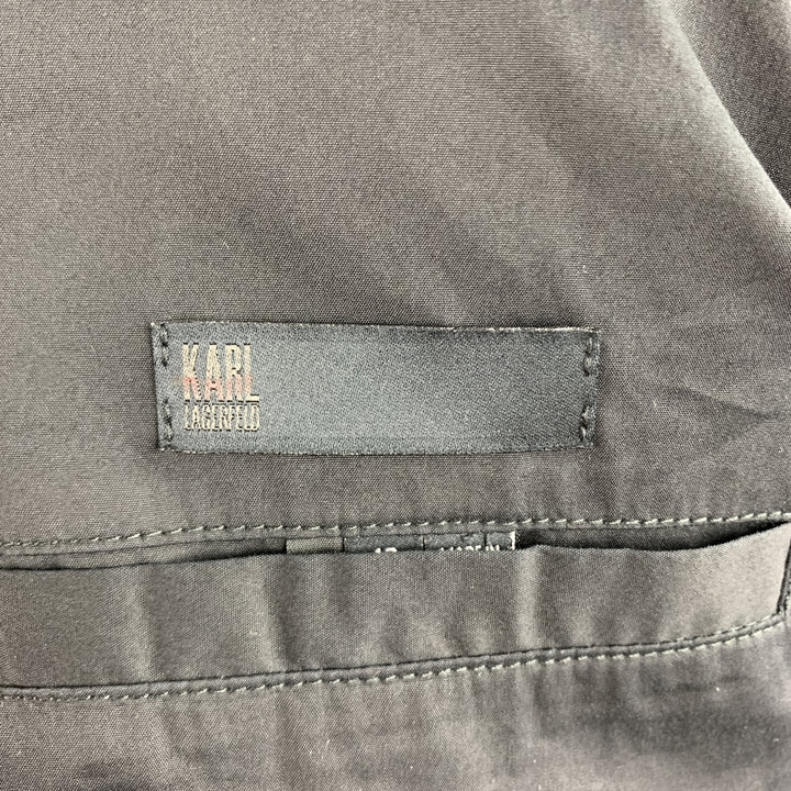 KARL LAGERFELD Size 42 Black Cotton Blend Shirt Jacket