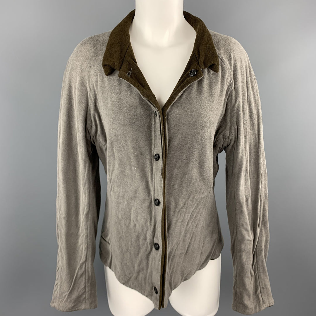 VOLGA VOLGA Size S Olive & Gray Textured Wool / Cotton Jersey Jacket