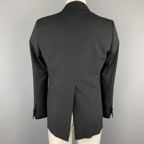 MARIO MATTEO Size 38 Black Wool Peak Lapel Sport Button Cuff Coat