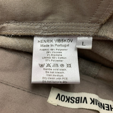 HENRIK VIBSKOV Size L Grey Polyester Blend Pleated Dress Pants