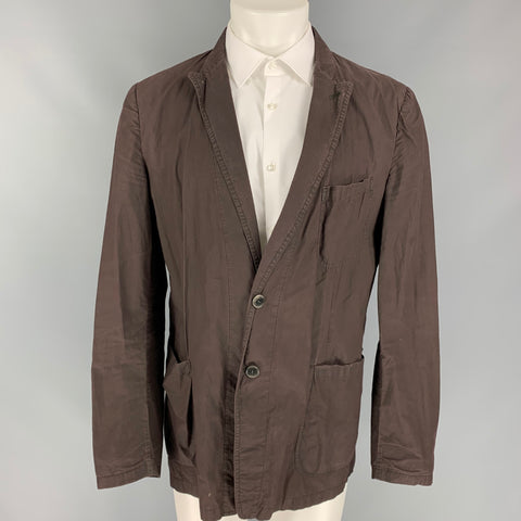 DRIES VAN NOTEN Size 44 Brown Cotton Single Breasted Sport Coat