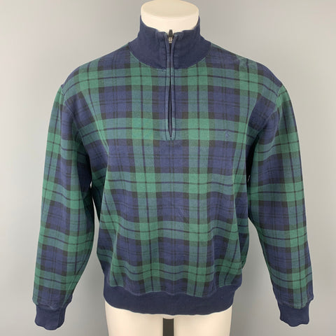 POLO by RALPH LAUREN Size L Green & Navy Plaid Cotton / Polyester Sweatshirt