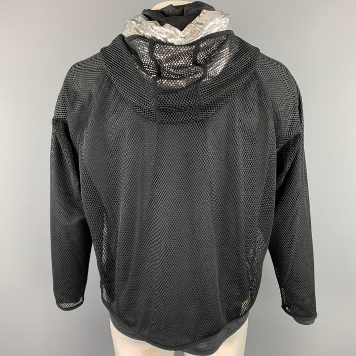 ADIDAS by KOLOR Taille XL Sweat à capuche en polyester maille noire et argentée