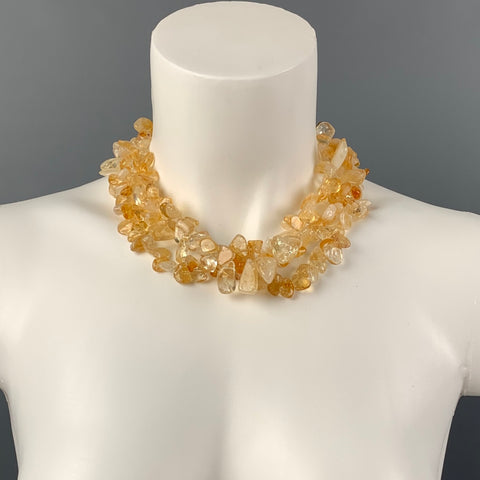 Collar en capas de cuentas naranjas VINTAGE