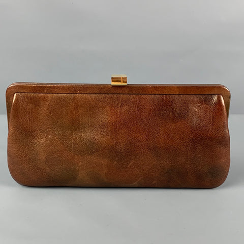 LAMBERTSON TRUEX Brown Leather Clutch Handbag