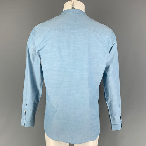 SANDRO Size M Light Blue Cotton Henley Long Sleeve Shirt