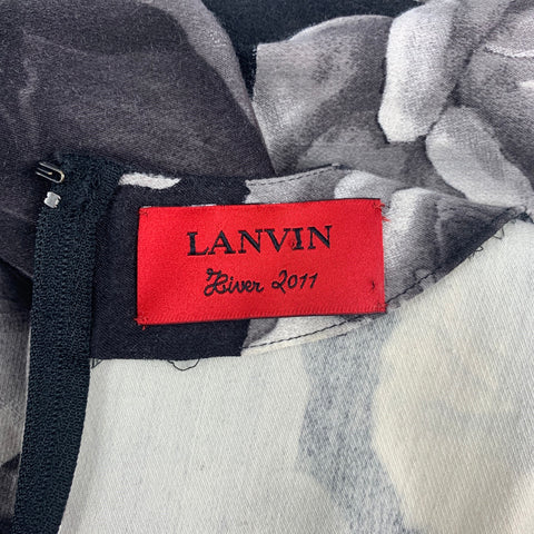 LANVIN 2011 by Alber Elbaz Size M Black White Floral Sleeveless Dress