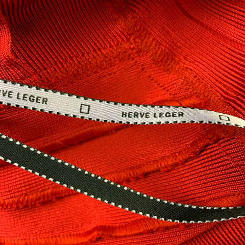 HERVE LEGER Size XS Red Rayon Blend Bandage Cocktail Dress