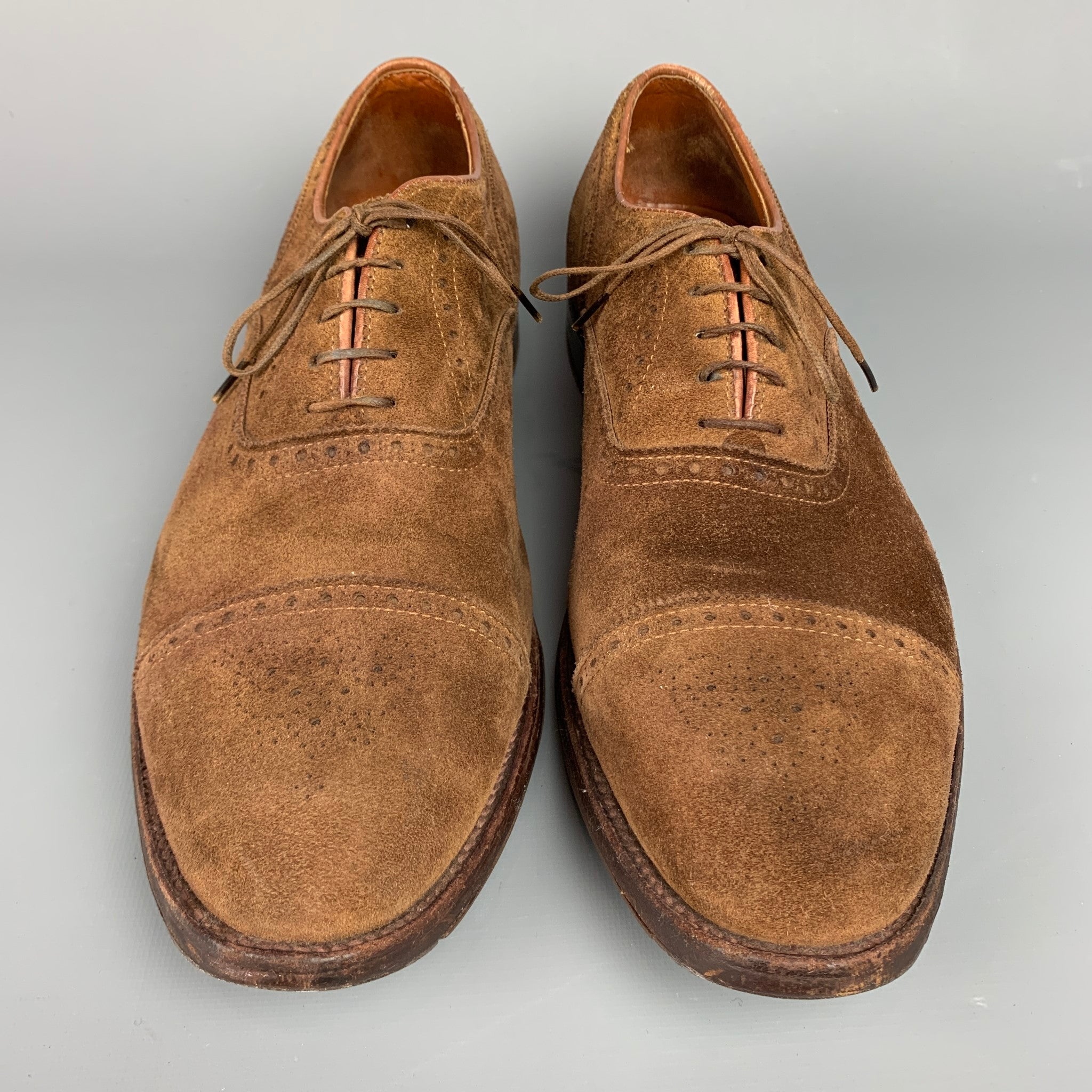Alden ONLY ARK別注 SUEDE CAP TOE SHOES ALDEN Size 15 Brown Perforated Suede Cap Toe Lace Up Shoes