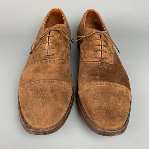ALDEN 51670F Size 15 Brown Perforated Suede Cap Toe Lace Up Shoes