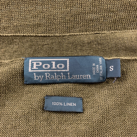 RALPH LAUREN Size S Olive Knitted Linen Buttoned Cardigan