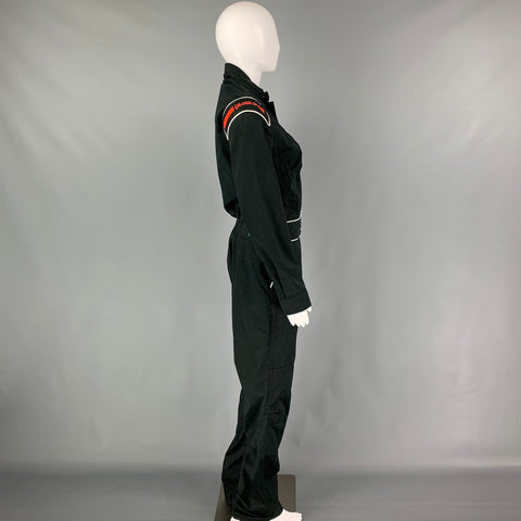 MARINE SERRE Size M Black White Cotton Long Sleeve Jumpsuit