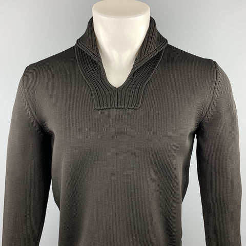 JIL SANDER Size 38 Black Knitted Polypropylene Shawl Collar Sweater