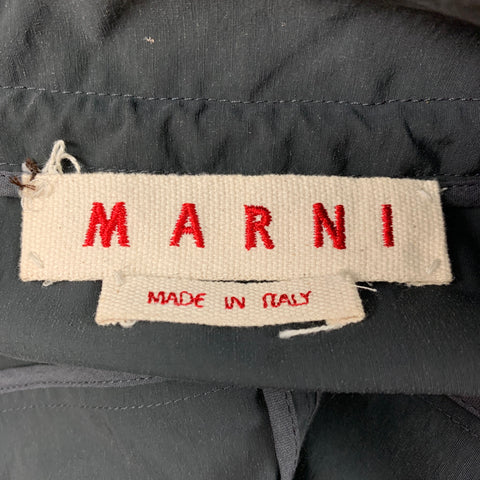 MARNI Size 2 Slate Cotton Nylon Hidden Snaps Cropped Jacket