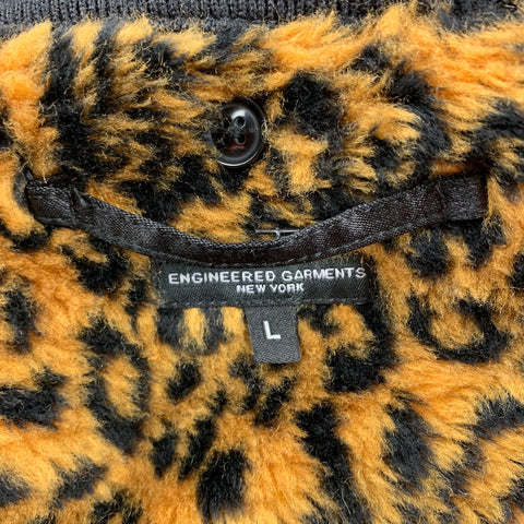 ENGINEERED GARMENTS Size L Black & Tan Leopard Print Polyester / Cotton Coat