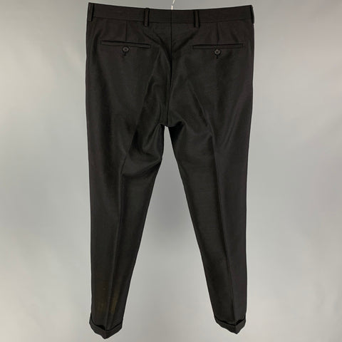 PRADA Size 34 Black Mohair Lana Wool Button Fly Dress Pants