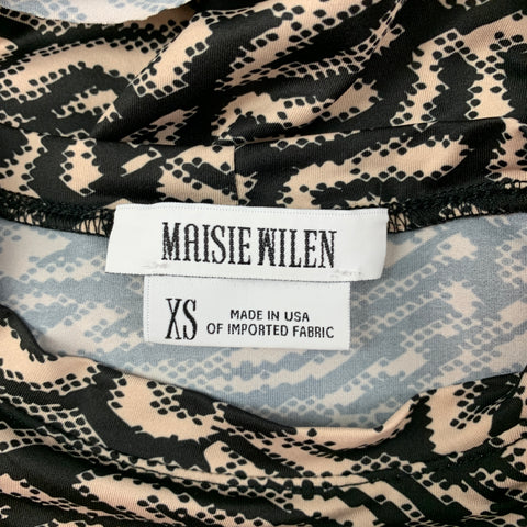 MAISIE WILEN Size XS Black & Beige Polyamide Blend Marbled Crew-Neck Casual Top