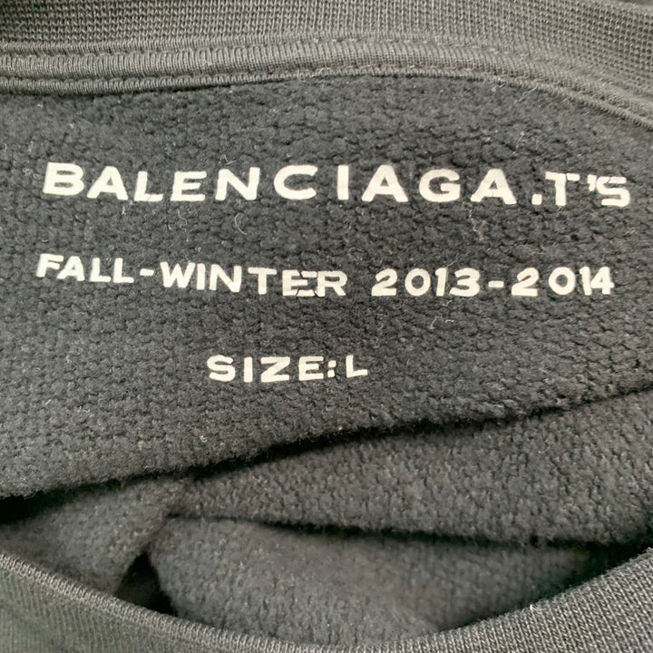 BALENCIAGA Size L Black Graphic Cotton Crew-Neck Sweatshirt
