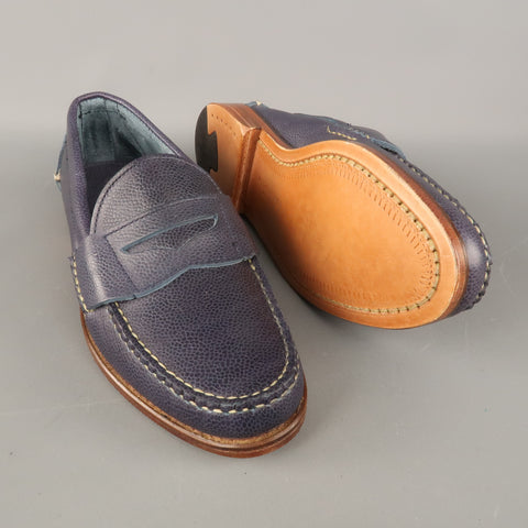 RALPH LAUREN Eltham II Country Grain Size 7.5 Navy Solid Leather Penny Loafers