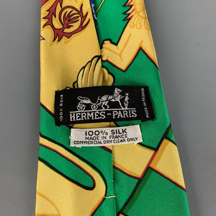 HERMES Multi-Color Print Silk Twill Tie