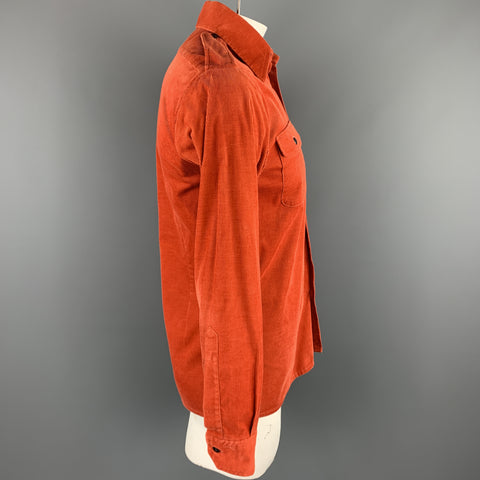 WILKES BASHFORD Camisa de manga larga con charreteras de pana naranja talla L