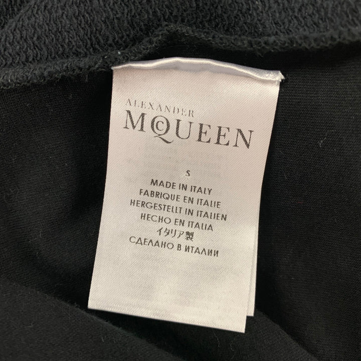 ALEXANDER MCQUEEN Size S Black Silver Plaid Silk Polyester Crew-Neck Pullover