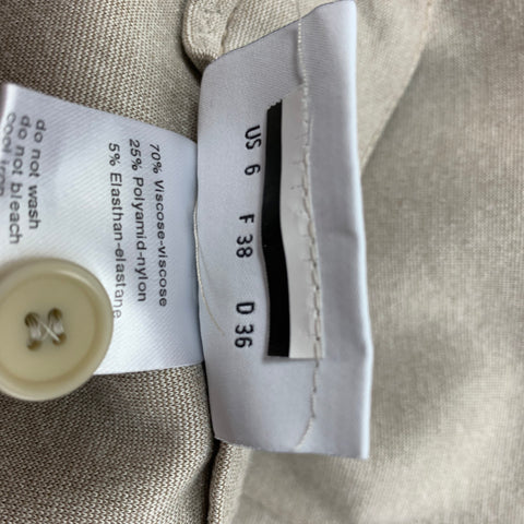 AKRIS Size 6 Oatmeal & White Stretch Viscose Blend Dress Pants