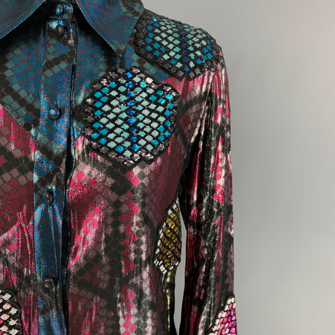 MARC JACOBS Camisa con botones y estampado de lentejuelas de poliéster de seda multicolor talla 2