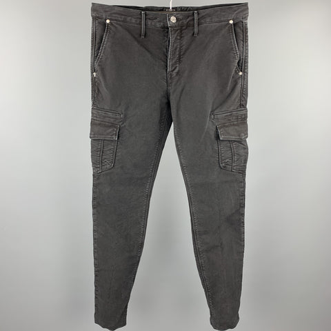 RtA Size 33 Black Washed Cotton Blend 32 Cargo Pockets Casual Pants