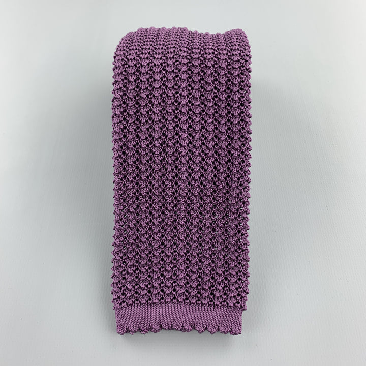 HAYWARD LONDON Cravate en tricot texturé en soie violet discret