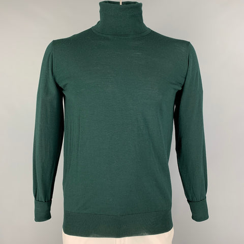 THOM SWEENEY Size L Green Knit Merino Wool Turtleneck Pullover