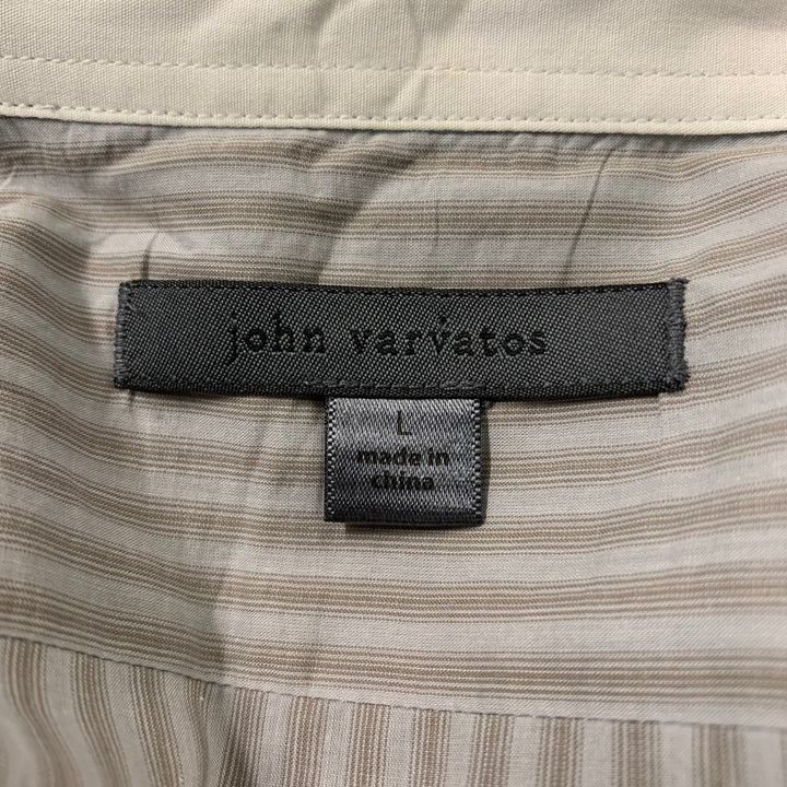 JOHN VARVATOS Size L Blue & Grey Stripe Cotton Button Down Long Sleeve Shirt