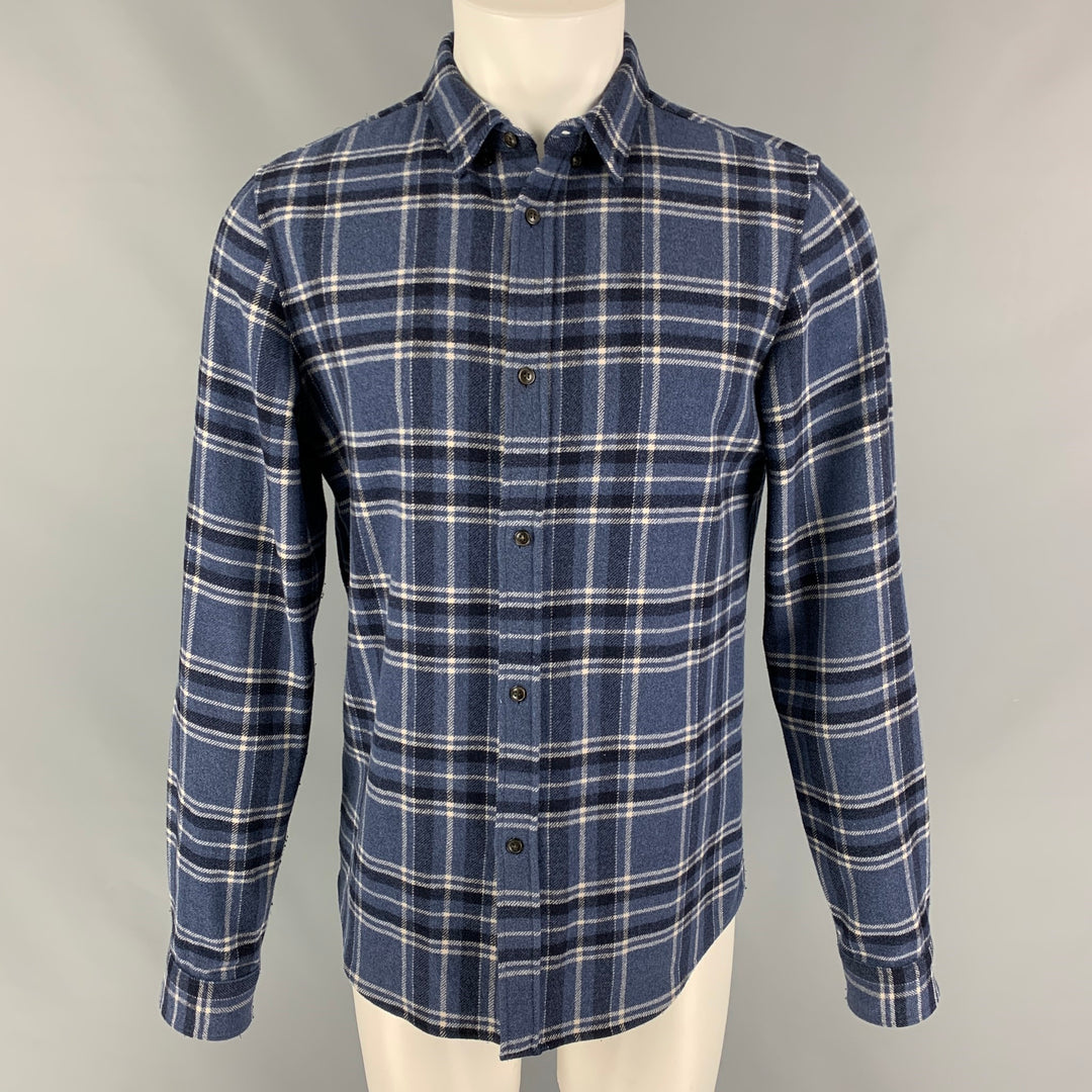 A.P.C. Size M Blue Black Plaid Wool Nylon Long Sleeve Shirt