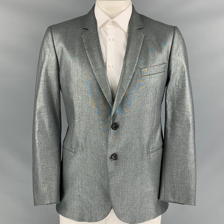 PS by PAUL SMITH Size 44 Silver Metallic Linen / Cotton Notch Lapel Sport Coat