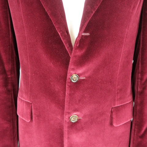 PAUL SMITH 40 Long Burgundy Velvet Notch Lapel Sport Coat Jacket