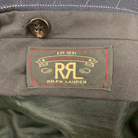 RRL by RALPH LAUREN Size 36 Navy Pinstripe Wool Button Fly Dress Pants
