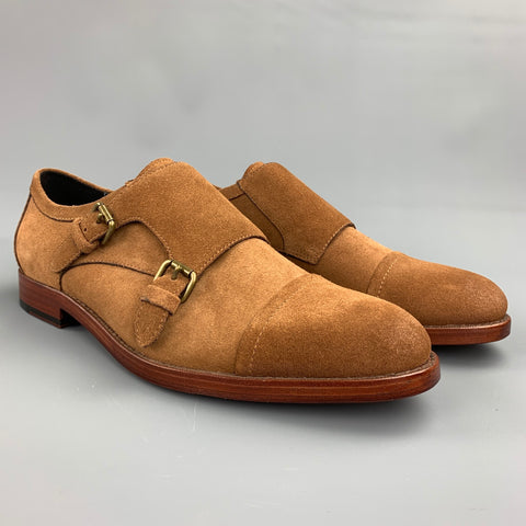COACH Size 11 Tan Suede Double Monk Strap Loafers